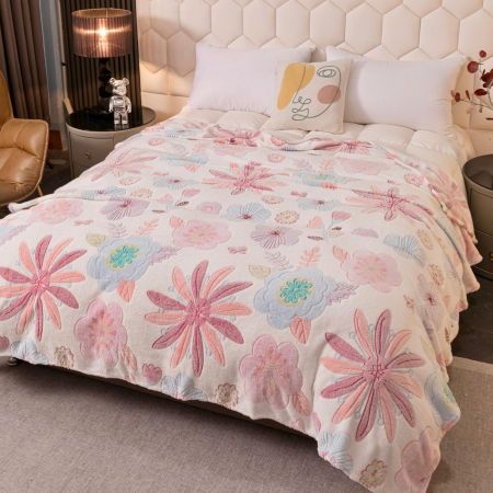 Paturi Cocolino Grosime Medie - Patura Cocolino Pufoasa 200x230cm - Floricele Colorate