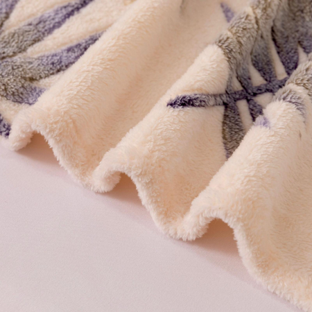 Patura Cocolino Pufoasa 200x230cm - Crem Cu Frunze Gri [1]