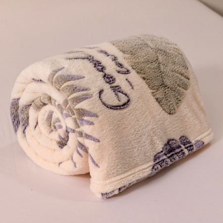 Patura Cocolino Pufoasa 200x230cm - Crem Cu Frunze Gri [2]