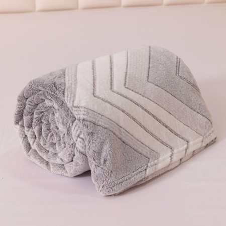 Patura Cocolino Pufoasa 200x230cm - Gri Zig Zag [2]