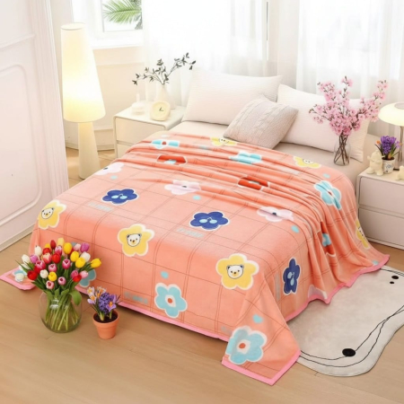 Paturi Cocolino Subtiri - Patura Cocolino Subtire 200x230cm - Corai Cu Flori