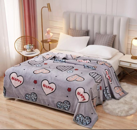 Paturi Cocolino Subtiri - Patura Cocolino Subtire 200x230cm - Gri Cu Inimioare