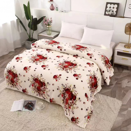 PĂTURI - Patura Cocolino Subtire - Crem Cu Trandafiri