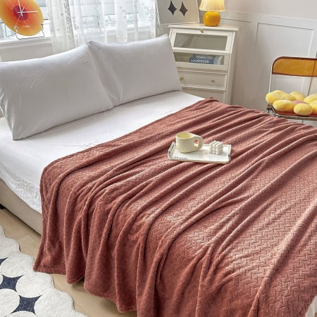 Paturi Cocolino Subtiri - Patura Cocolino Subtire Model Gofrat - Ciocolata Cu Lapte
