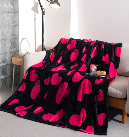 Paturi Cocolino Subtiri - Patura Cocolino Subtire - Neagra Cu Inimioare
