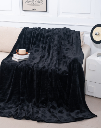 Paturi Cocolino Subtiri - Patura Cocolino Subtire UNI Model Inimioare 200x230cm - Negru