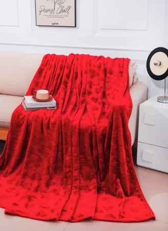 Paturi Cocolino Subtiri - Patura Cocolino Subtire UNI Model Inimioare 200x230cm - Rosu