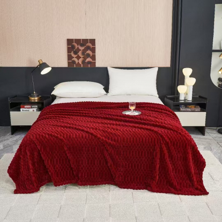 PĂTURI - Patura Cocolino Uni Model Gofrat - Bordo