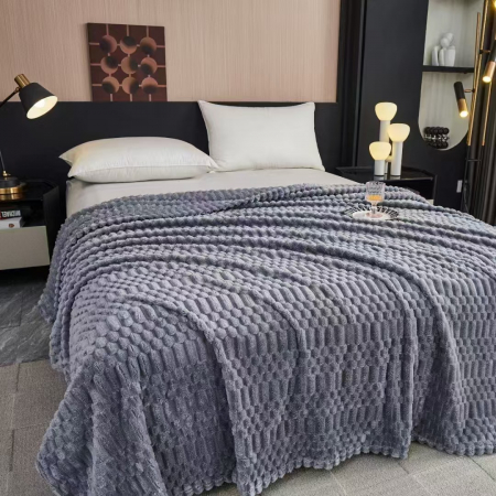 Patura Cocolino Uni Model Gofrat - Gri Antracit PĂTURI - Patura Cocolino Uni Model Gofrat - Gri Antracit