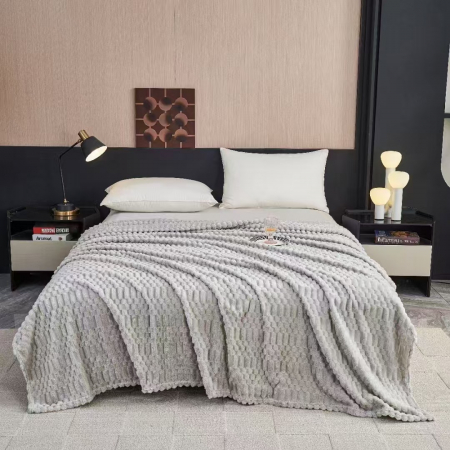 Patura Cocolino Uni Model Gofrat - Gri Deschis PĂTURI - Patura Cocolino Uni Model Gofrat - Gri Deschis