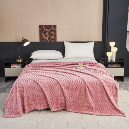 PĂTURI - Patura Cocolino Uni Model Gofrat - Roz