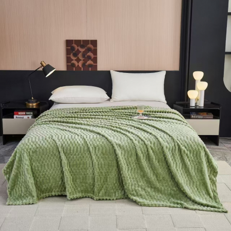 PĂTURI - Patura Cocolino Uni Model Gofrat - Verde