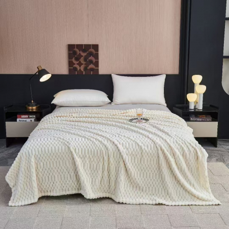 PĂTURI - Patura Cocolino Uni Model Gofrat - Alb