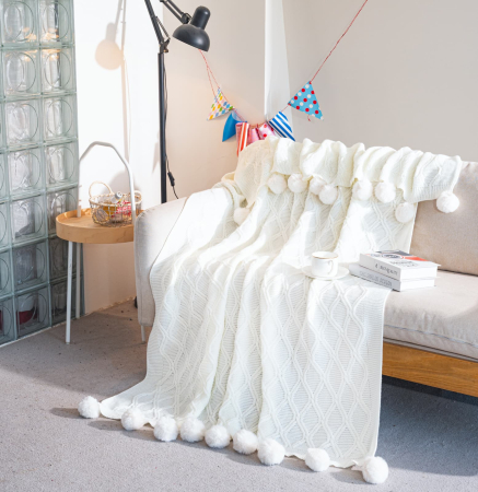 Paturi Cocolino Grosime Medie - Patura Crosetata Cu Ciucuri 160x210cm - Crem Unt