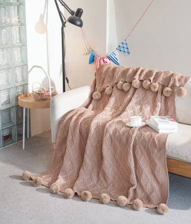 Paturi Cocolino Grosime Medie - Patura Crosetata Cu Ciucuri 160x210cm - Bej Inchis