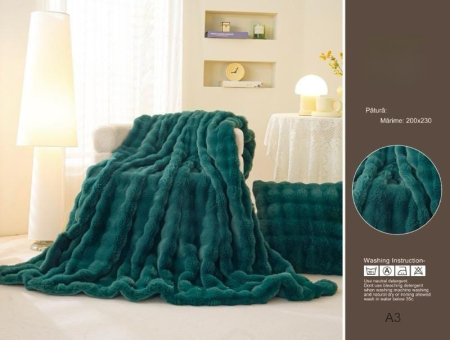 Patura Cu Fermoar Din Blanita Artificiala De Iepure - Rabbit - Verde PĂTURI - Patura Cu Fermoar Din Blanita Artificiala De Iepure - Rabbit - Verde