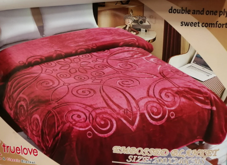 Paturi Cocolino Premium - Patura Dubla Groasa Model Broderie Royal - Rosu Zmeura