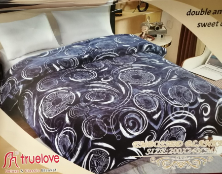 Paturi Cocolino Premium - Patura Dubla Groasa Model Broderie Abstract - Albastru Indigo