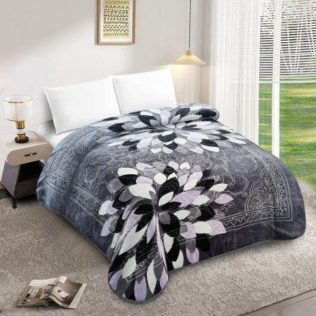 Patura Dubla Groasa Model Broderie Royal - Gri Cu Frunze Abstract PĂTURI - Patura Dubla Groasa Model Broderie Royal - Gri Cu Frunze Abstract