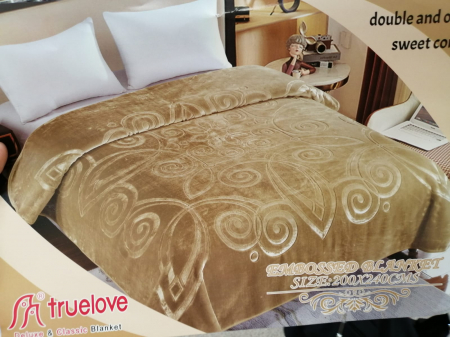 Paturi Cocolino Premium - Patura Dubla Groasa Model Broderie Royal - Bej Gold