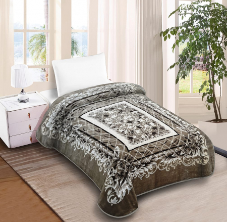 Patura Dubla Groasa Model Broderie Royal - Gri Floral PĂTURI - Patura Dubla Groasa Model Broderie Royal - Gri Floral