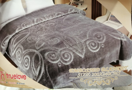 Paturi Cocolino Premium - Patura Dubla Groasa Model Broderie Royal - Gri Cenusiu