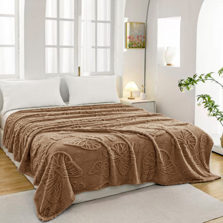 Patura Grosime Medie Fluturi Gofrati - Bej Cacao Cu Lapte PĂTURI - Patura Grosime Medie Fluturi Gofrati - Bej Cacao Cu Lapte