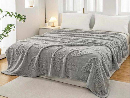 Patura Grosime Medie Fluturi Gofrati - Gri Deschis PĂTURI - Patura Grosime Medie Fluturi Gofrati - Gri Deschis