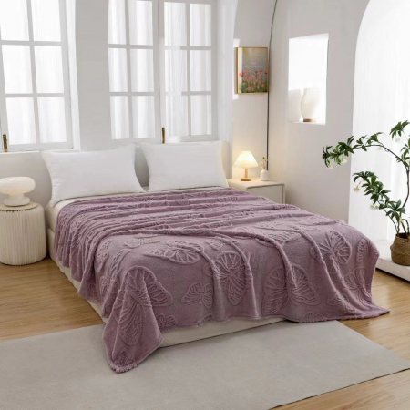 Patura Grosime Medie Fluturi Gofrati - Lila PĂTURI - Patura Grosime Medie Fluturi Gofrati - Lila