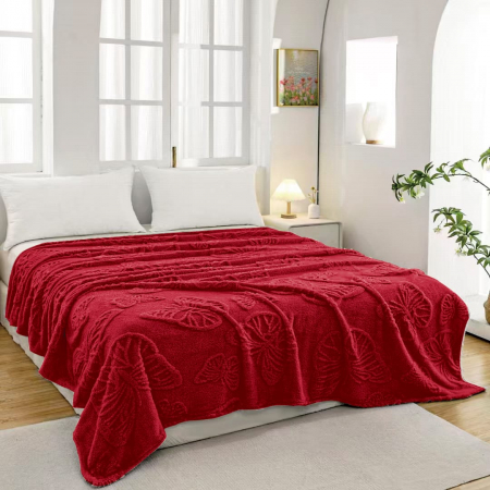 Patura Grosime Medie Fluturi Gofrati - Rosu PĂTURI - Patura Grosime Medie Fluturi Gofrati - Rosu