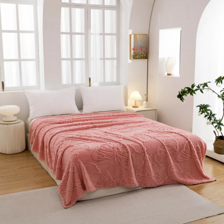 Patura Grosime Medie Fluturi Gofrati - Roz PĂTURI - Patura Grosime Medie Fluturi Gofrati - Roz