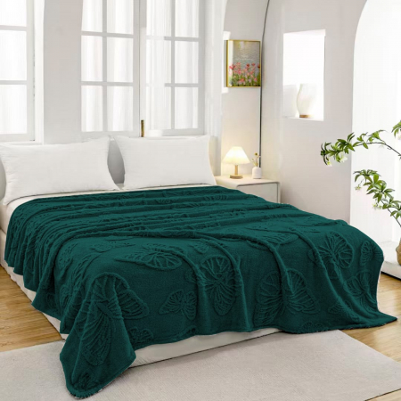 Paturi Cocolino Grosime Medie - Patura Grosime Medie Fluturi Gofrati - Verde Inchis