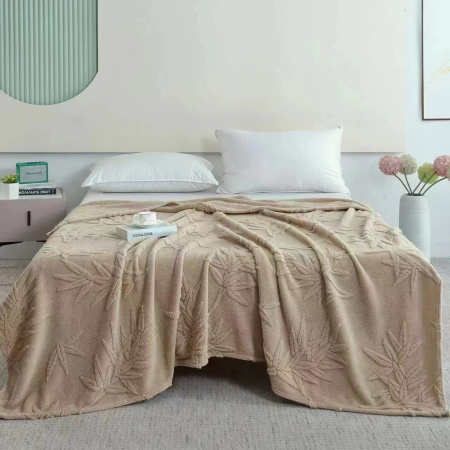 Paturi Cocolino Grosime Medie - Patura Grosime Medie Frunze In Relief 200x230cm - Bej