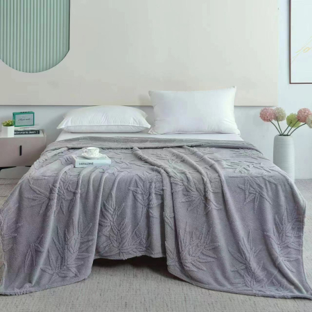 Paturi Cocolino Grosime Medie - Patura Grosime Medie Frunze In Relief 200x230cm - Gri