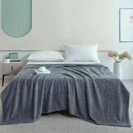 Paturi Cocolino Grosime Medie - Patura Grosime Medie Frunze In Relief 200x230cm - Gri Antracit