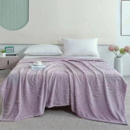 Paturi Cocolino Grosime Medie - Patura Grosime Medie Frunze In Relief 200x230cm - Lila