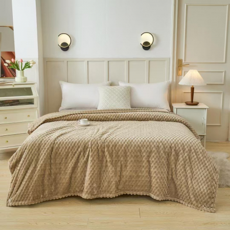 Patura Grosime Medie Patratele Gofrate - Bej PĂTURI - Patura Grosime Medie Patratele Gofrate - Bej