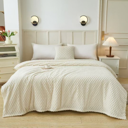 Patura Grosime Medie Patratele Gofrate - Crem PĂTURI - Patura Grosime Medie Patratele Gofrate - Crem