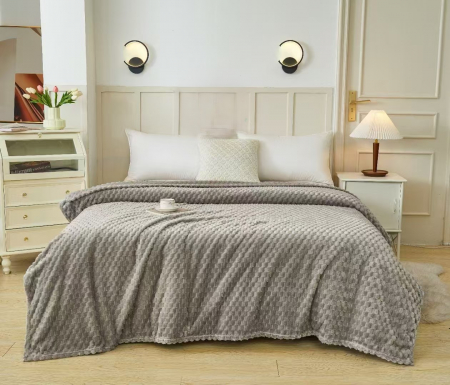 Paturi Cocolino Grosime Medie - Patura Grosime Medie Patratele Gofrate - Gri Deschis