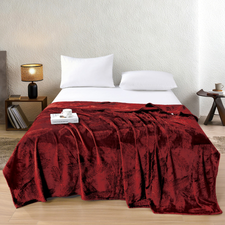 PĂTURI - Patura Grosime Medie Pene Gofrate 200x230cm - Visiniu