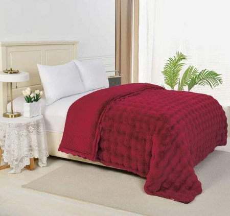 Paturi Cocolino Premium - Patura Pufoasa Din Blanita Artificaial RABBIT -  Rosu Andrinopol