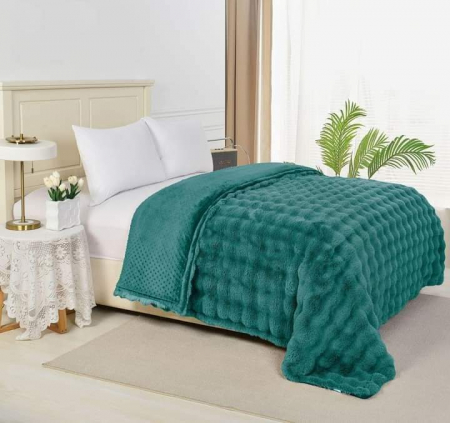 Paturi Cocolino Premium - Patura Pufoasa Din Blanita Artificiala RABBIT -  Verde Smarald