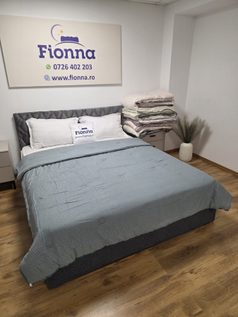 Pilota cu Banda Decorativa 200x230cm - Albastru cu Flori [2]