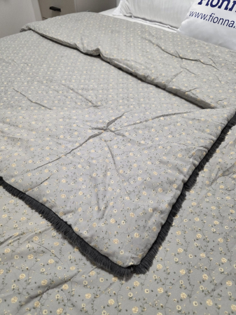 Pilote - Pilota cu Banda Decorativa 200x230cm - Verde cu Flori si Franjuri