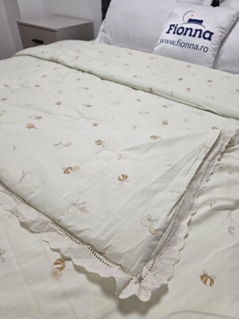 Pilote - Pilota cu Banda Decorativa 200x230cm - Dovleci cu Broderie Alba