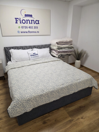 Pilota cu Banda Decorativa 200x230cm - Floricele cu Franjuri Bleumarin [2]