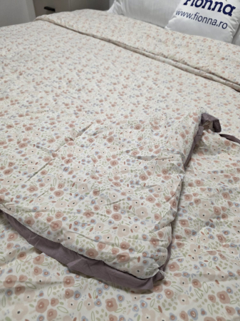 Pilote - Pilota cu Banda Decorativa 200x230cm - Mov Prafuit cu Flori