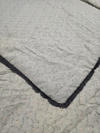 Pilote - Pilota cu Banda Decorativa 200x230cm - Verde cu Flori si Franjuri