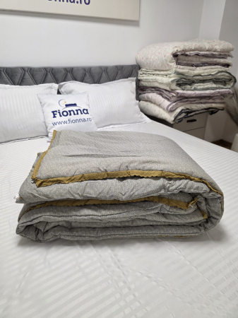 Pilota cu Banda Decorativa 200x230cm - Kaki cu Flori [1]