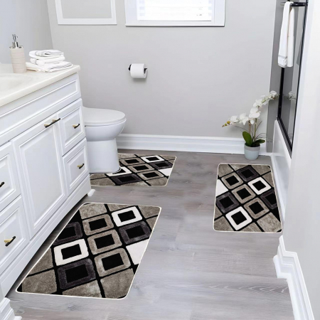 Covoare Baie/ Bucatarie - Set 3 Covorase Baie - Geometric Style